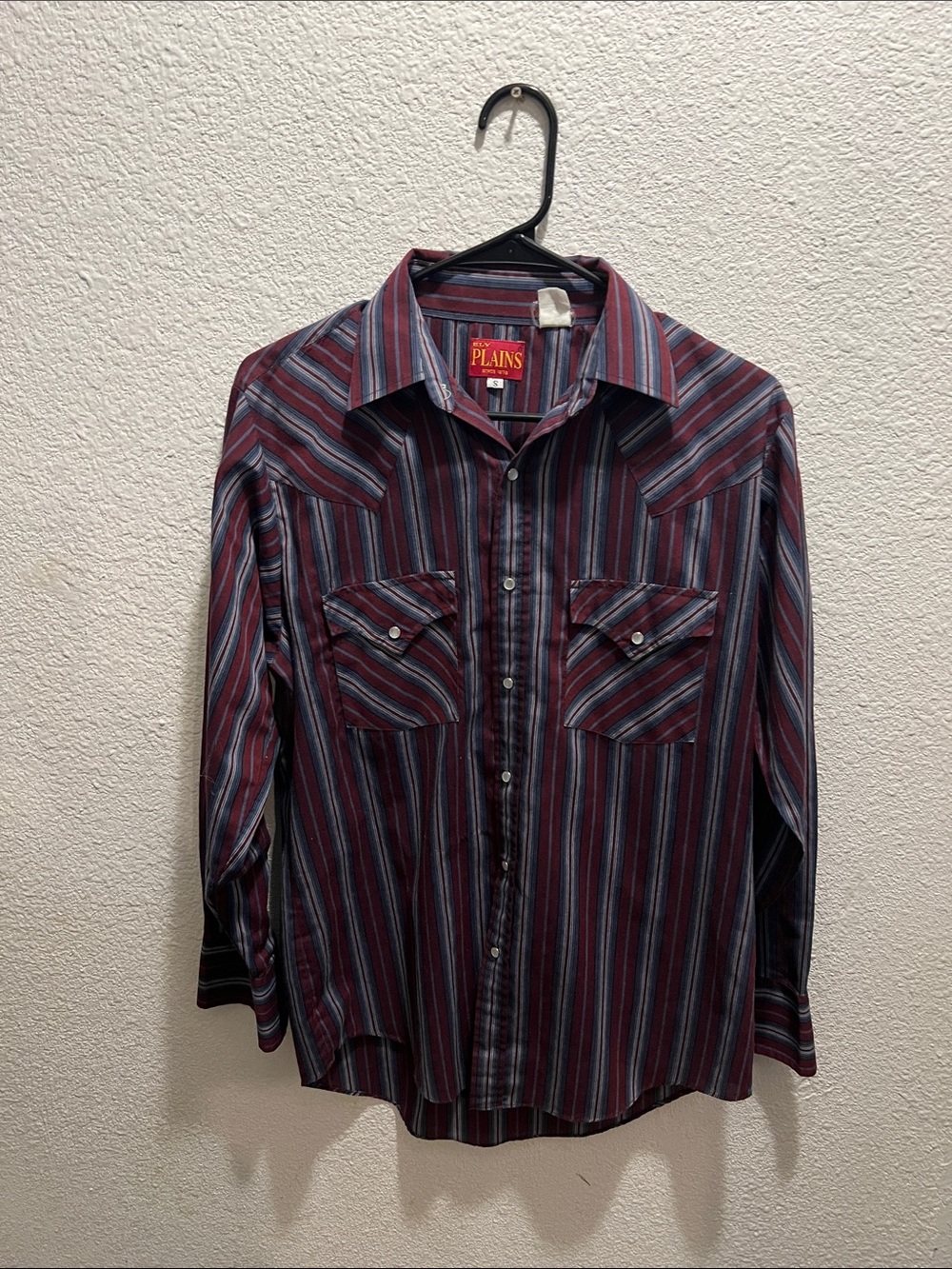 Plains Men's Burgundy & Navy Vertical Stripe Button-Down Shirt